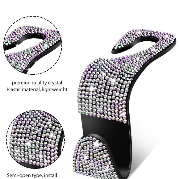 Purse BLING silver / black hook hanger crystal keep your expensive bag off floor - Picture 4 of 7